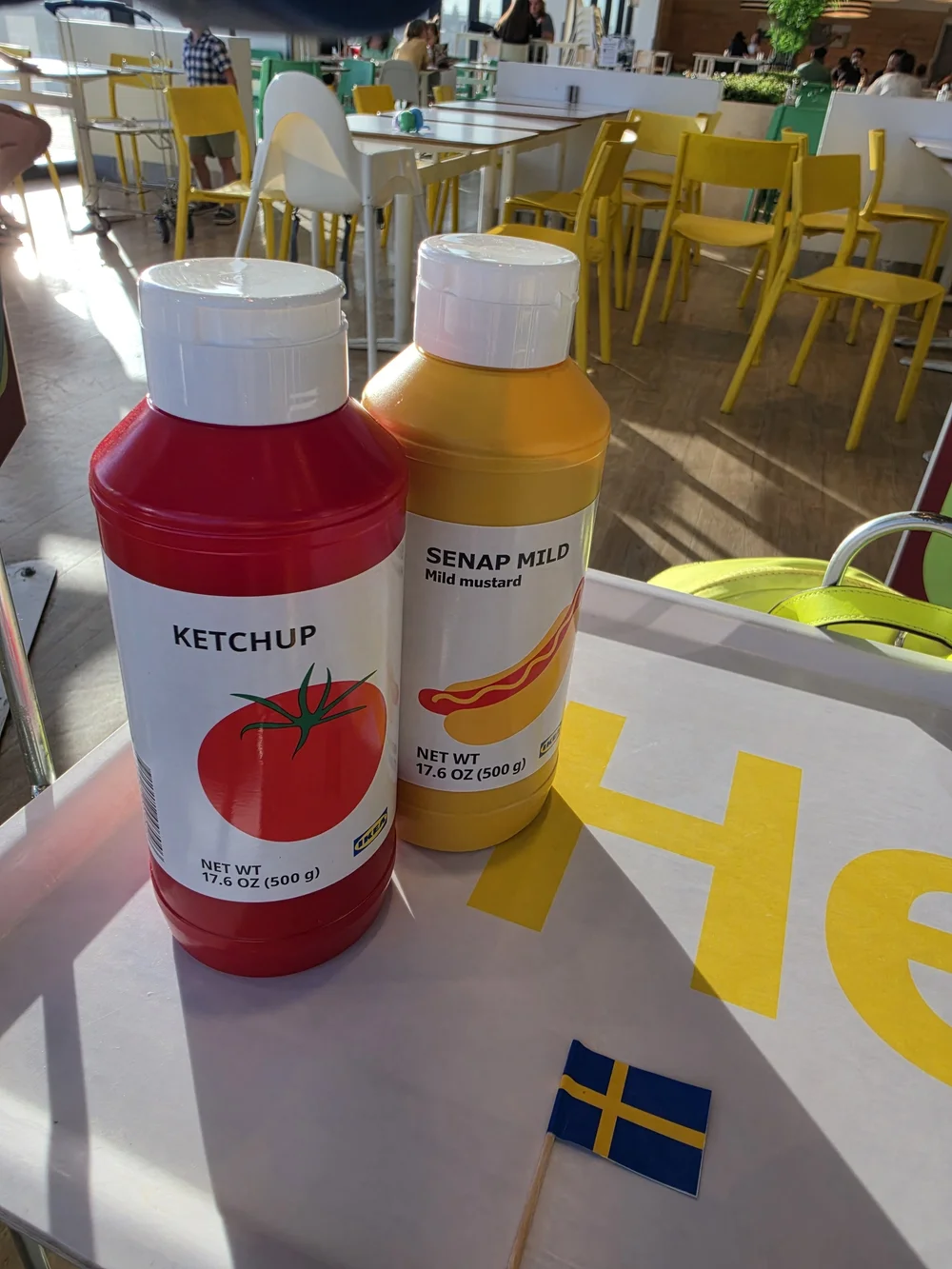 IKEA Red Ketchup & Yellow Mild Mustard Bottle.both full